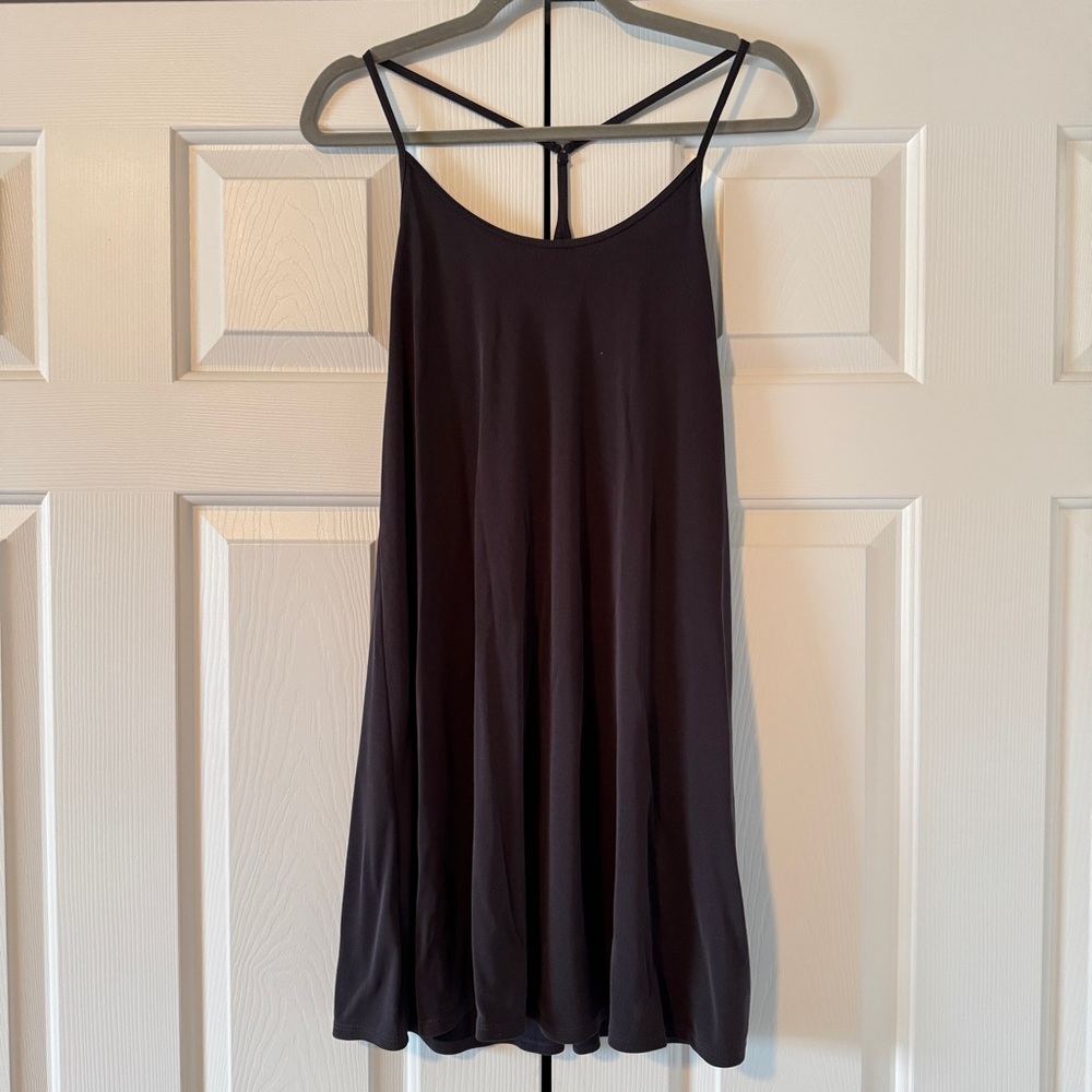 Abercrombie & Fitch Charcoal Gray Ribbed Racerback Mini Dress, XS Tall